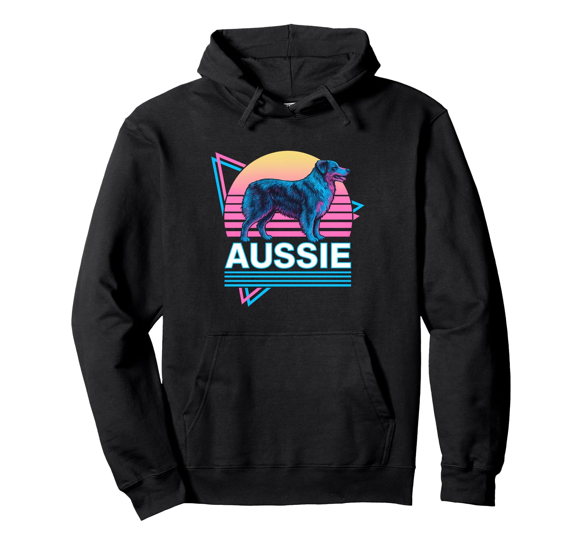 Australian Shepherd Synthwave Hoodie - Streetwear Style for Adults - T-Shirt, Sweatshirt, Hoodie