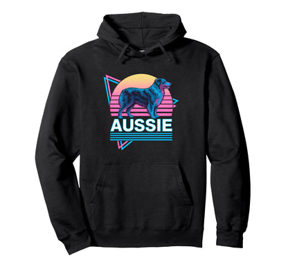 Australian Shepherd Synthwave Hoodie - Streetwear Style for Adults - T-Shirt, Sweatshirt, Hoodie