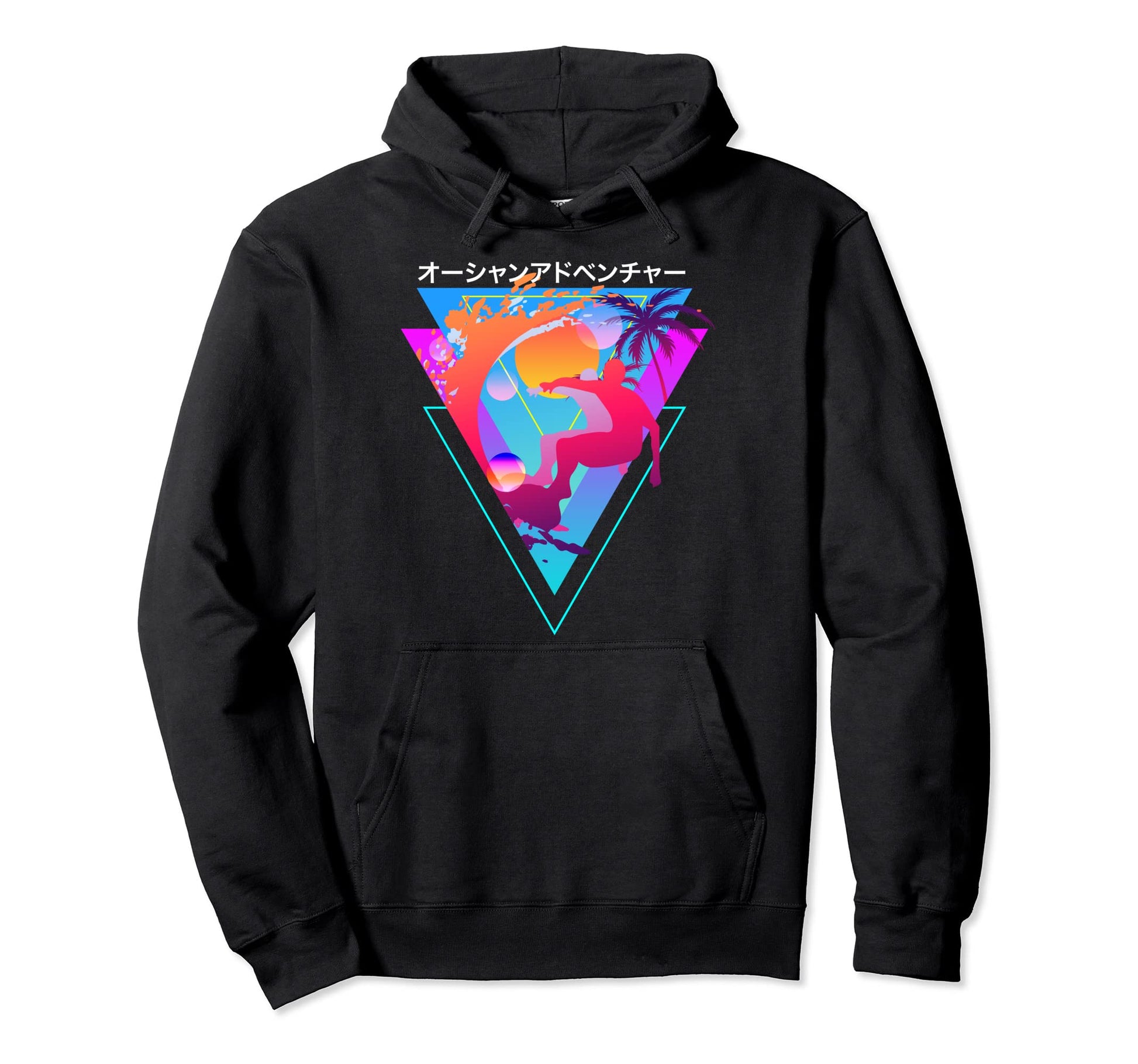 Surfer Surfing Waves Vaporwave Hoodie - Novelty Apparel Men Women - T-Shirt, Sweatshirt, Hoodie
