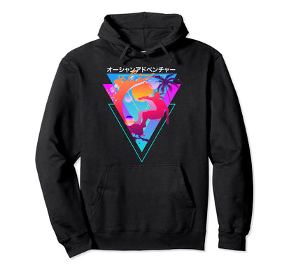 Surfer Surfing Waves Vaporwave Hoodie - Novelty Apparel Men Women - T-Shirt, Sweatshirt, Hoodie