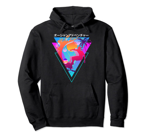 Surfer Surfing Waves Vaporwave Hoodie - Novelty Apparel Men Women - T-Shirt, Sweatshirt, Hoodie