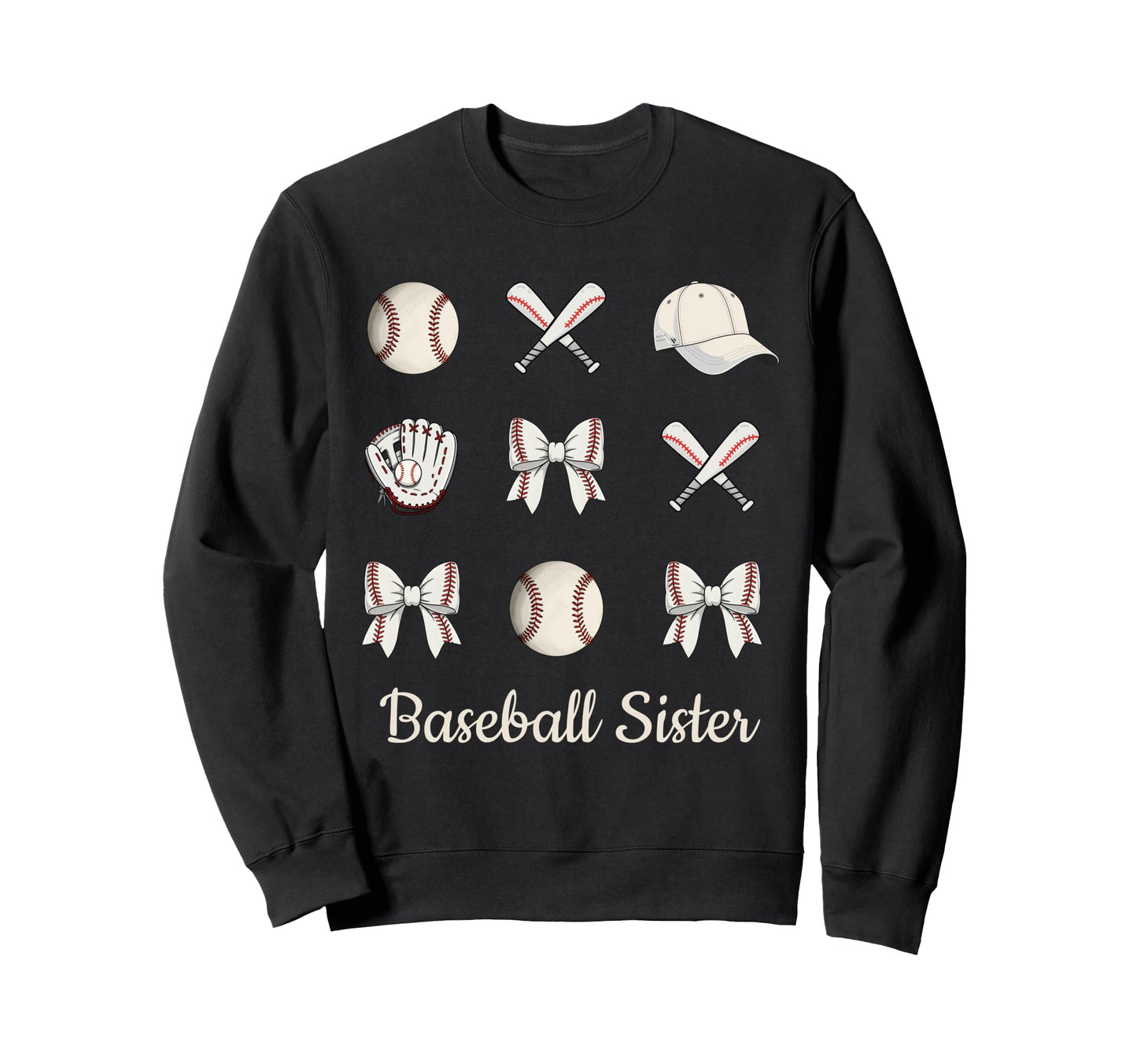 Baseball Sister Coquette Bow Sports Sweatshirt - Minimalist Print Unisex - T-Shirt, Sweatshirt, Hoodie