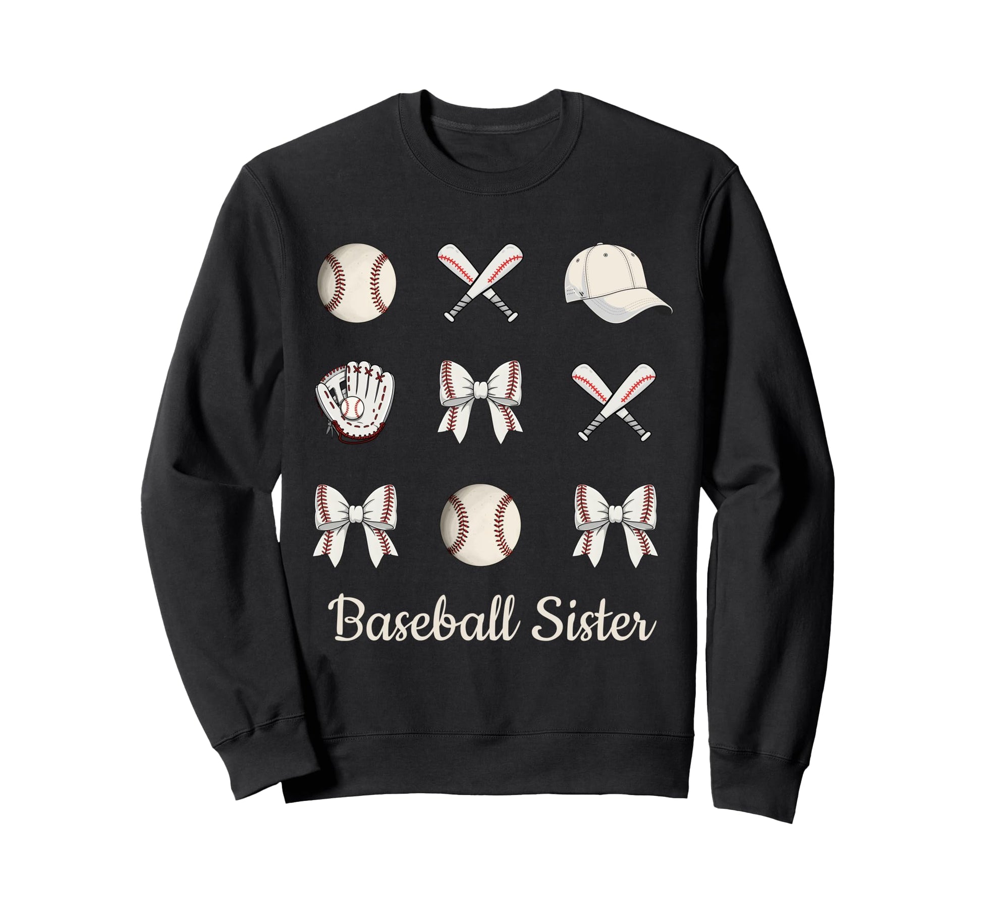Baseball Sister Coquette Bow Sports Sweatshirt - Minimalist Print Unisex - T-Shirt, Sweatshirt, Hoodie
