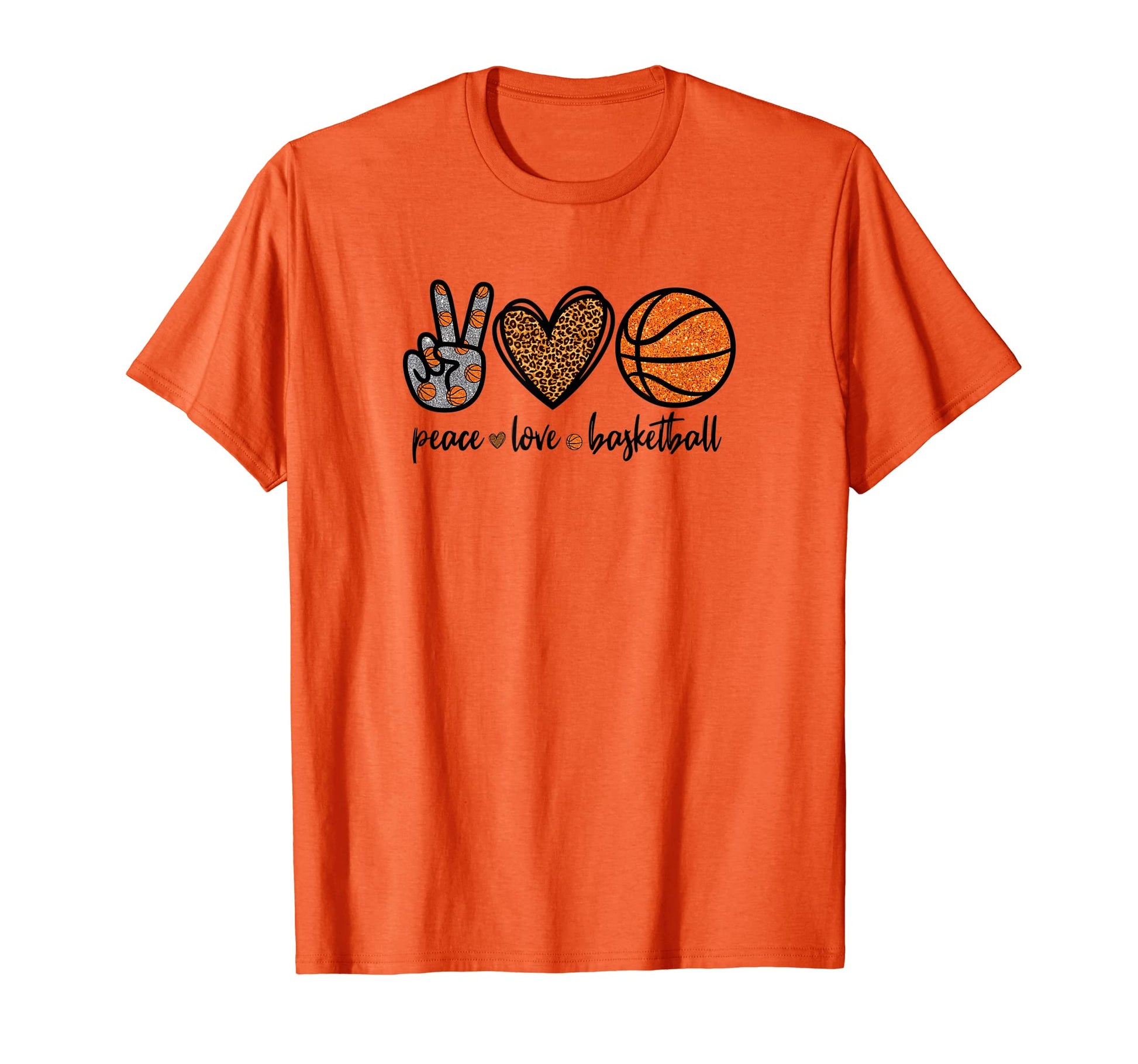 Orange Basketball Mom Peace Love T-Shirt - Casual Everyday Wear Unisex - T-Shirt, Sweatshirt, Hoodie