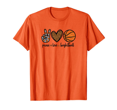 Orange Basketball Mom Peace Love T-Shirt - Casual Everyday Wear Unisex - T-Shirt, Sweatshirt, Hoodie