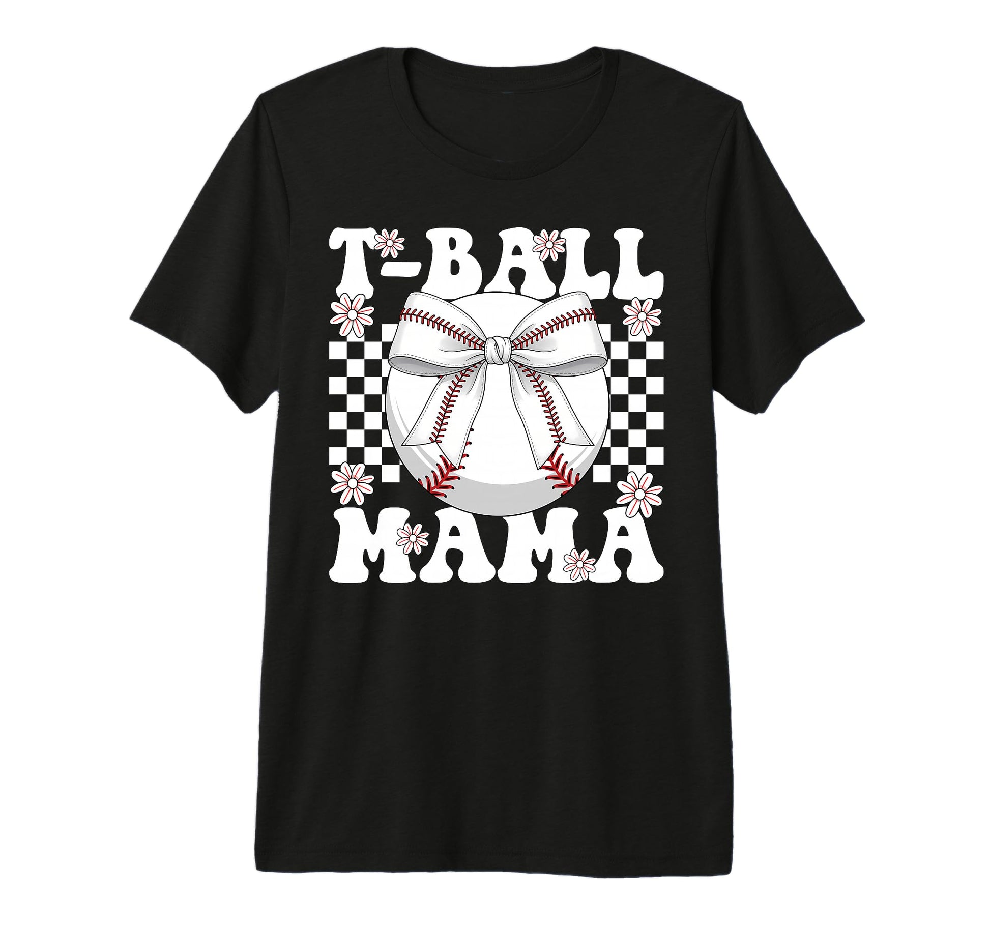 Baseball Bow Coquette Floral Sports Mom T-Shirt - Custom Art Print Unisex - T-Shirt, Sweatshirt, Hoodie