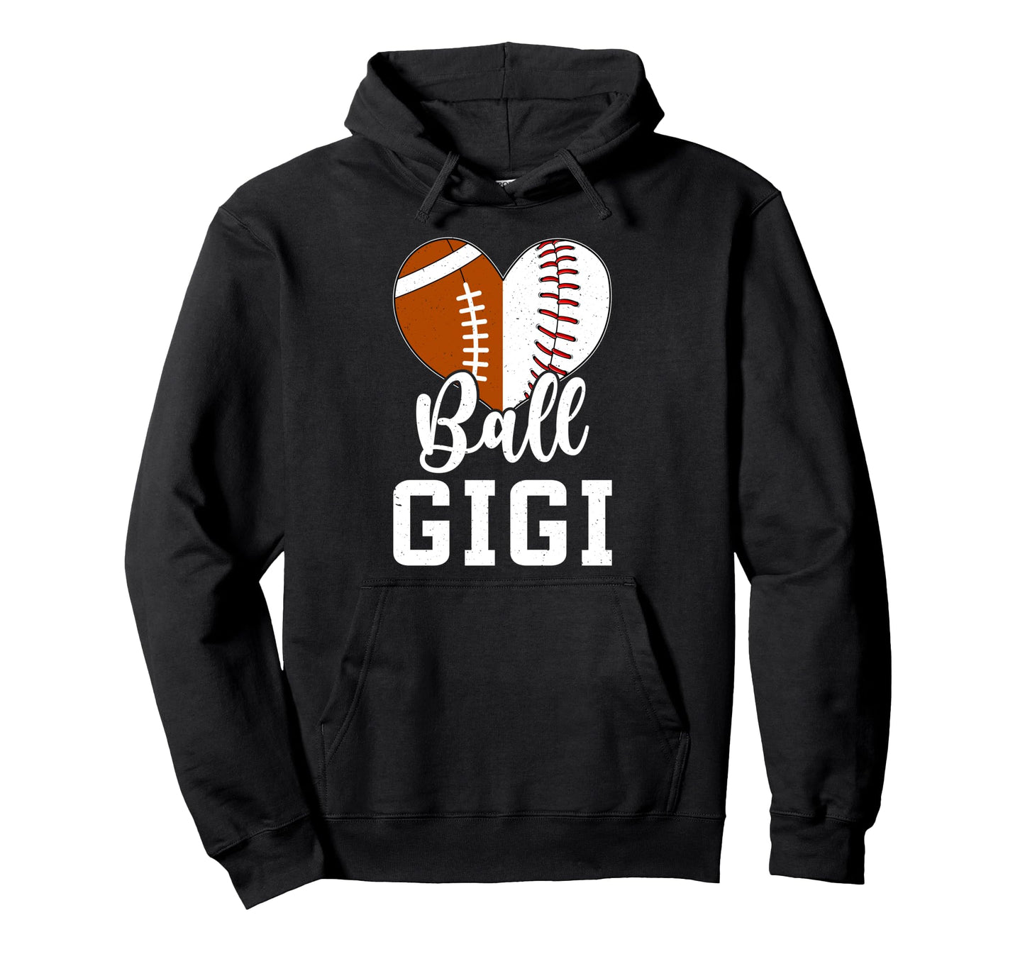Ball Gigi Grandma Heart Baseball Hoodie - Fun Novelty Design Men Women - T-Shirt, Sweatshirt, Hoodie