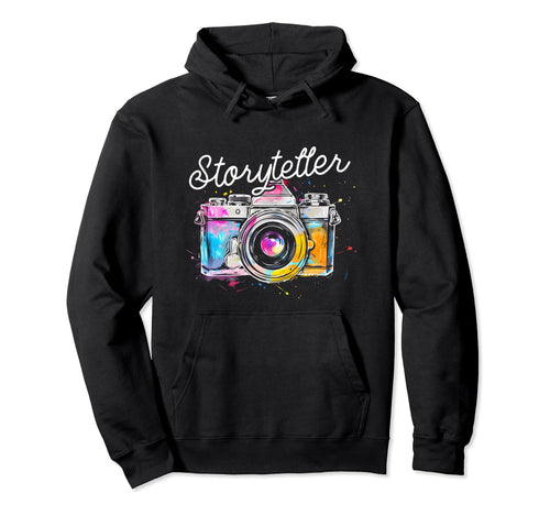 Photographer Storyteller Camera Hoodie - Unique Graphic for Adults - T-Shirt, Sweatshirt, Hoodie