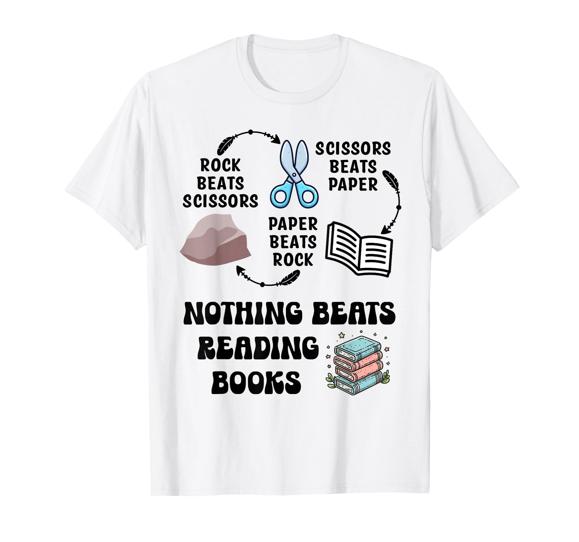 Nothing Beats Reading Rock Paper T-Shirt - Minimalist Print Unisex - T-Shirt, Sweatshirt, Hoodie