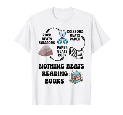 Nothing Beats Reading Rock Paper T-Shirt - Minimalist Print Unisex - T-Shirt, Sweatshirt, Hoodie