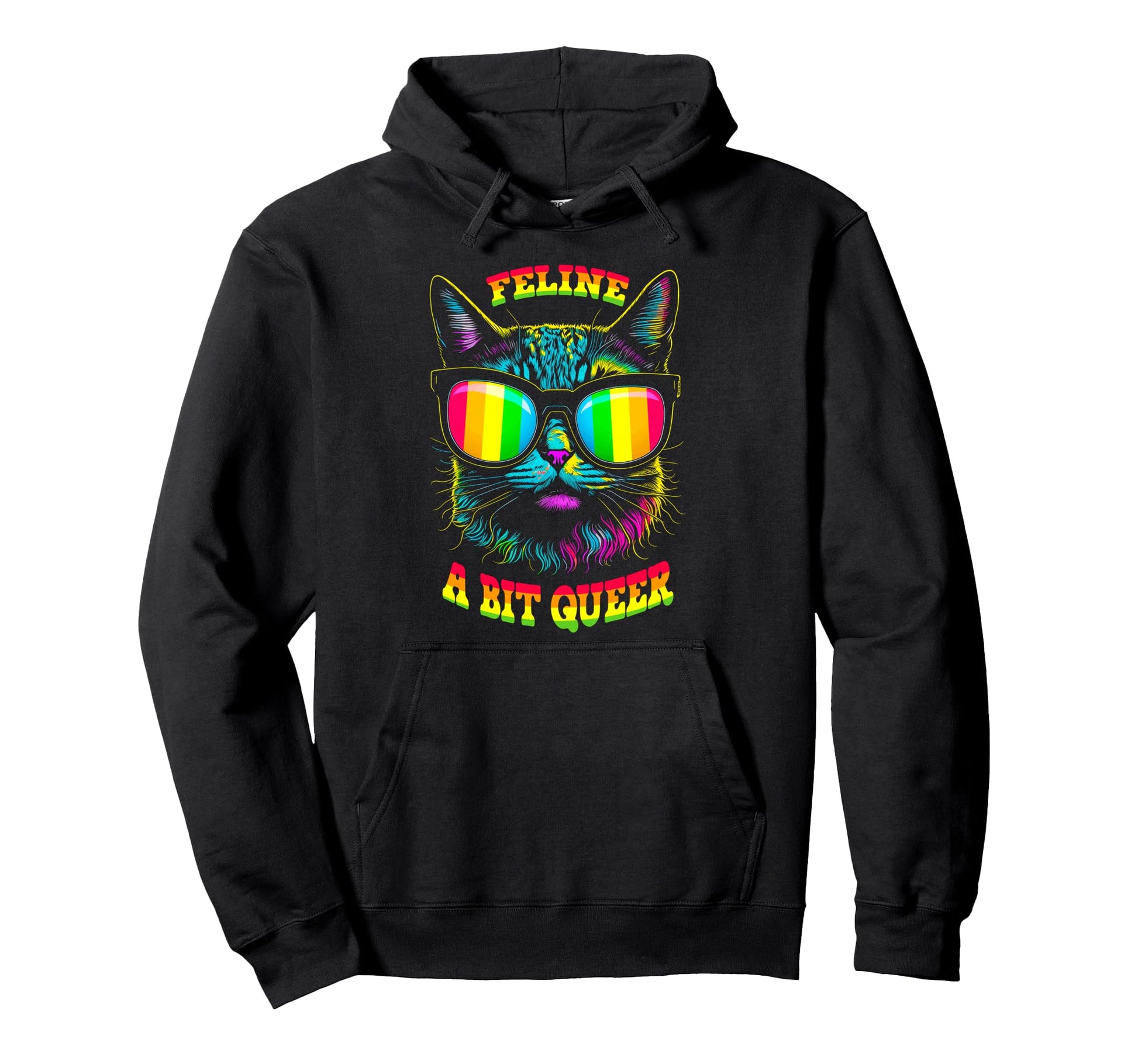 Pride Month Feline Queer Cat Gay Hoodie - Aesthetic Graphic for Adults - T-Shirt, Sweatshirt, Hoodie
