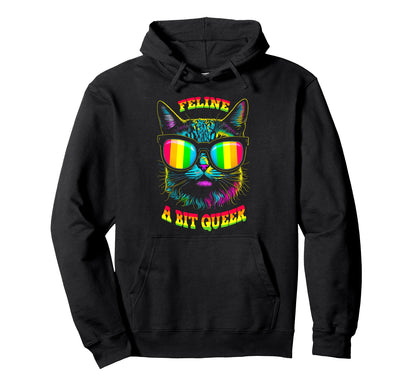 Pride Month Feline Queer Cat Gay Hoodie - Aesthetic Graphic for Adults - T-Shirt, Sweatshirt, Hoodie