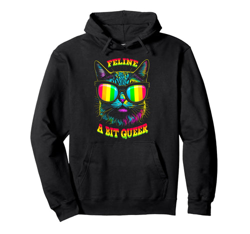 Pride Month Feline Queer Cat Gay Hoodie - Aesthetic Graphic for Adults - T-Shirt, Sweatshirt, Hoodie