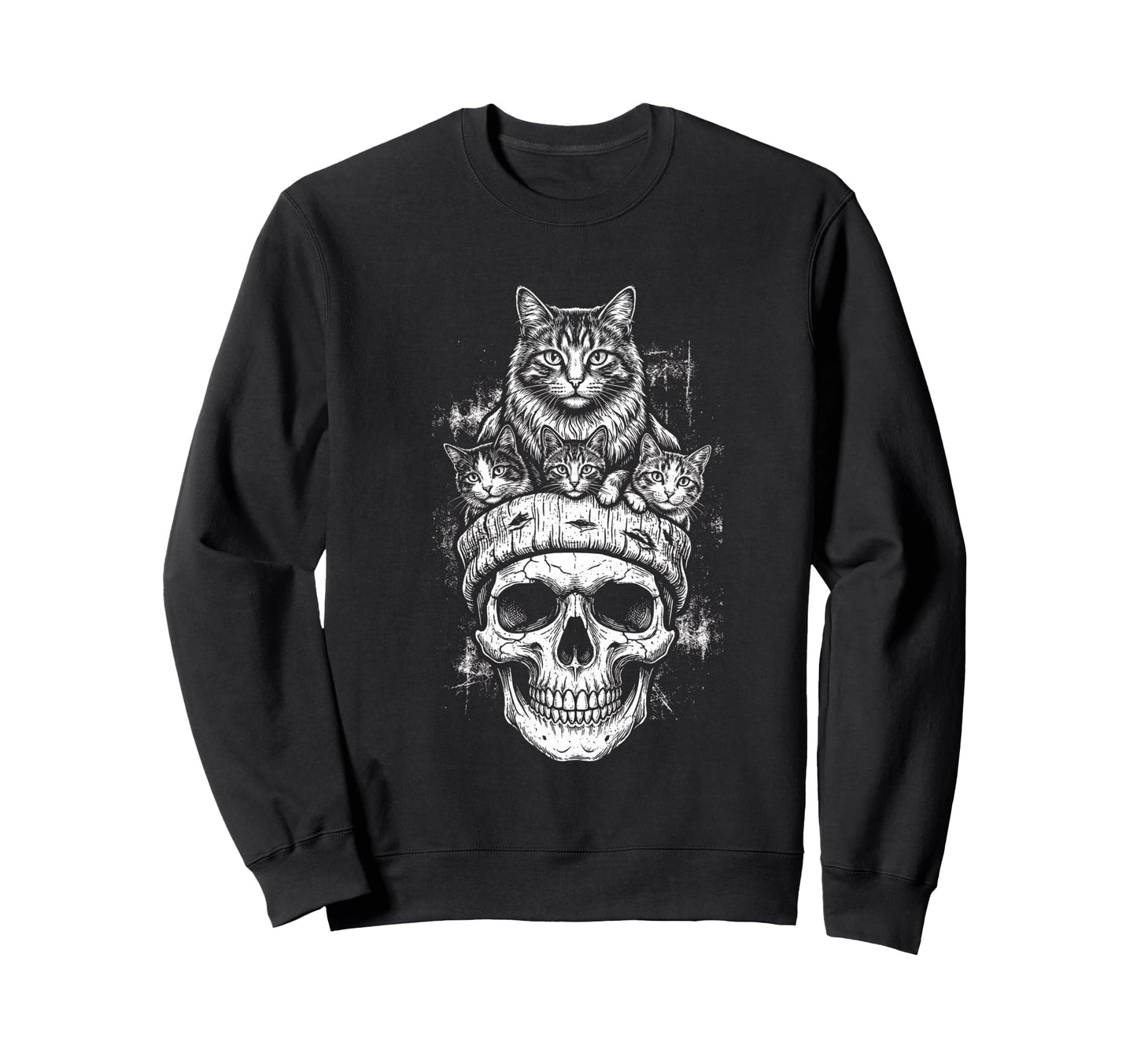 Skull Cat Skeleton Kitty Kitten Sweatshirt - Streetwear Style Men Women - T-Shirt, Sweatshirt, Hoodie
