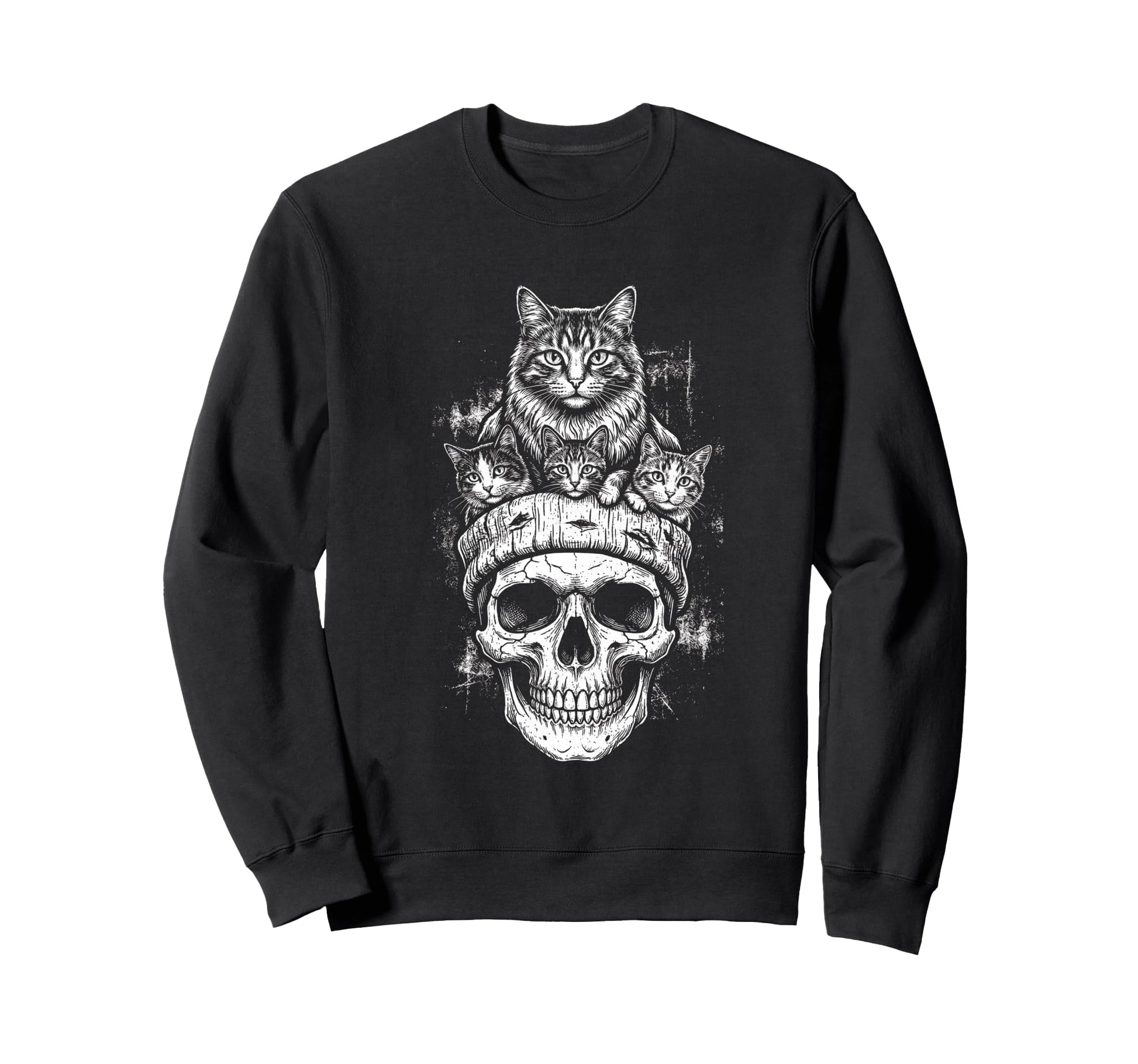 Skull Cat Skeleton Kitty Kitten Sweatshirt - Streetwear Style Men Women - T-Shirt, Sweatshirt, Hoodie