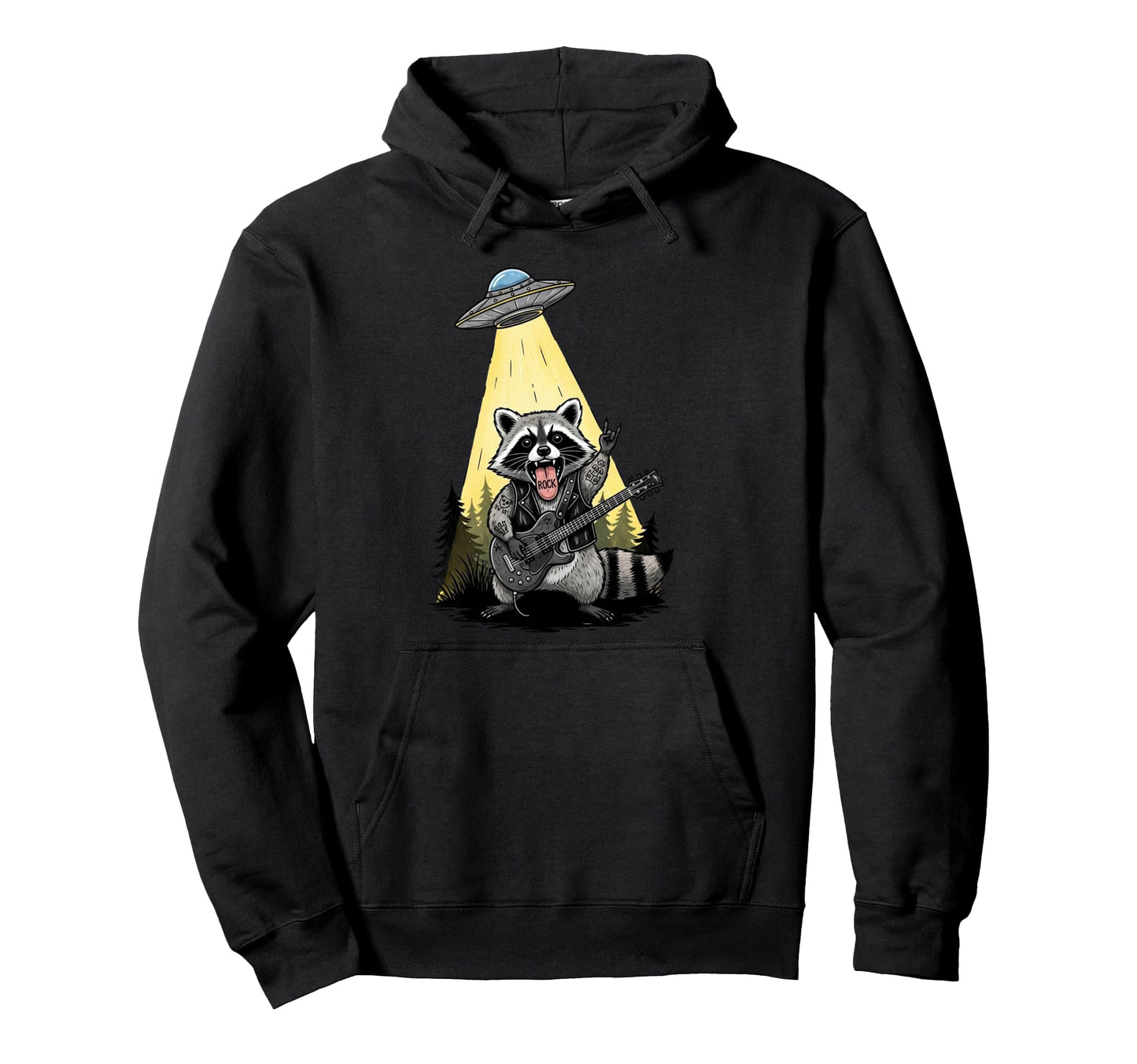 Space Rock Scifi Raccoon Guitar Hoodie - Casual Everyday Wear Men Women - T-Shirt, Sweatshirt, Hoodie