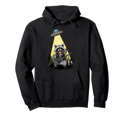 Space Rock Scifi Raccoon Guitar Hoodie - Casual Everyday Wear Men Women - T-Shirt, Sweatshirt, Hoodie