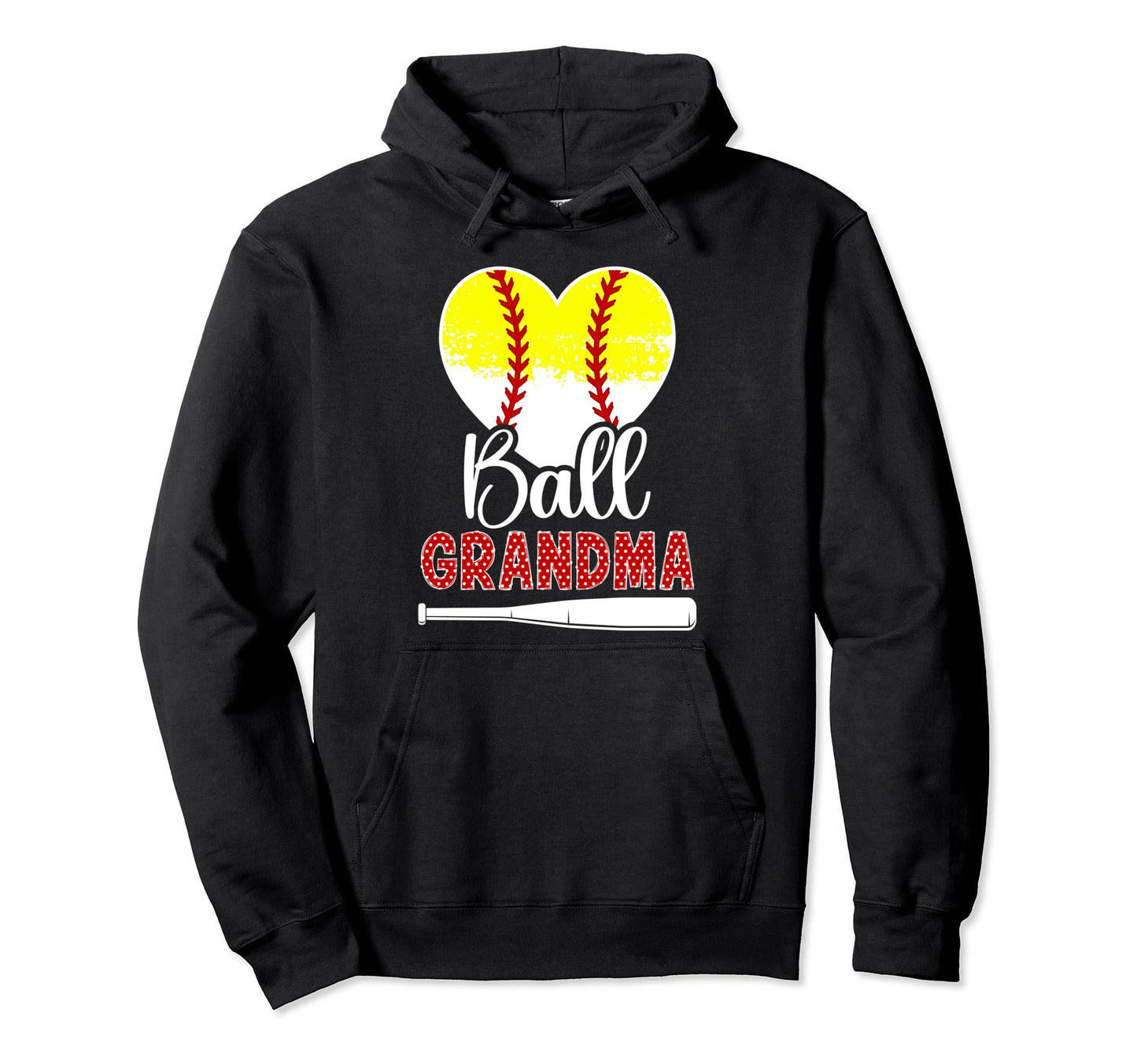 Ball Grandma Heart Softball Hoodie - Casual Everyday Wear Men Women - T-Shirt, Sweatshirt, Hoodie