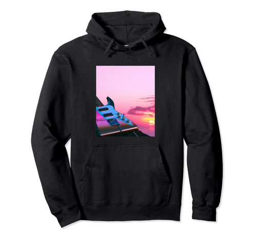 Vaporwave Guitar Synthwave Sunset E Hoodie - Fun Novelty Design for Adults - T-Shirt, Sweatshirt, Hoodie
