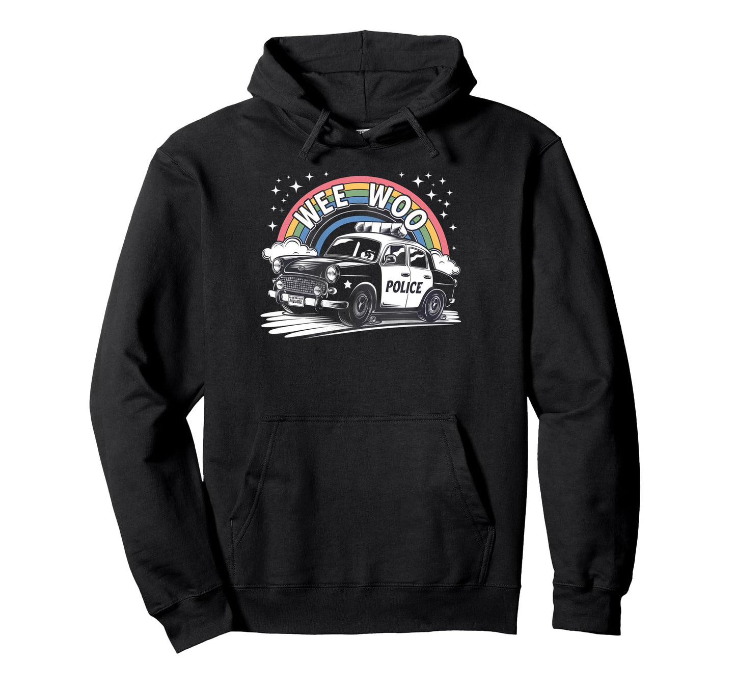 Funny Wee Woo Police Car Rainbow Cop Hoodie - Aesthetic Graphic Unisex - T-Shirt, Sweatshirt, Hoodie