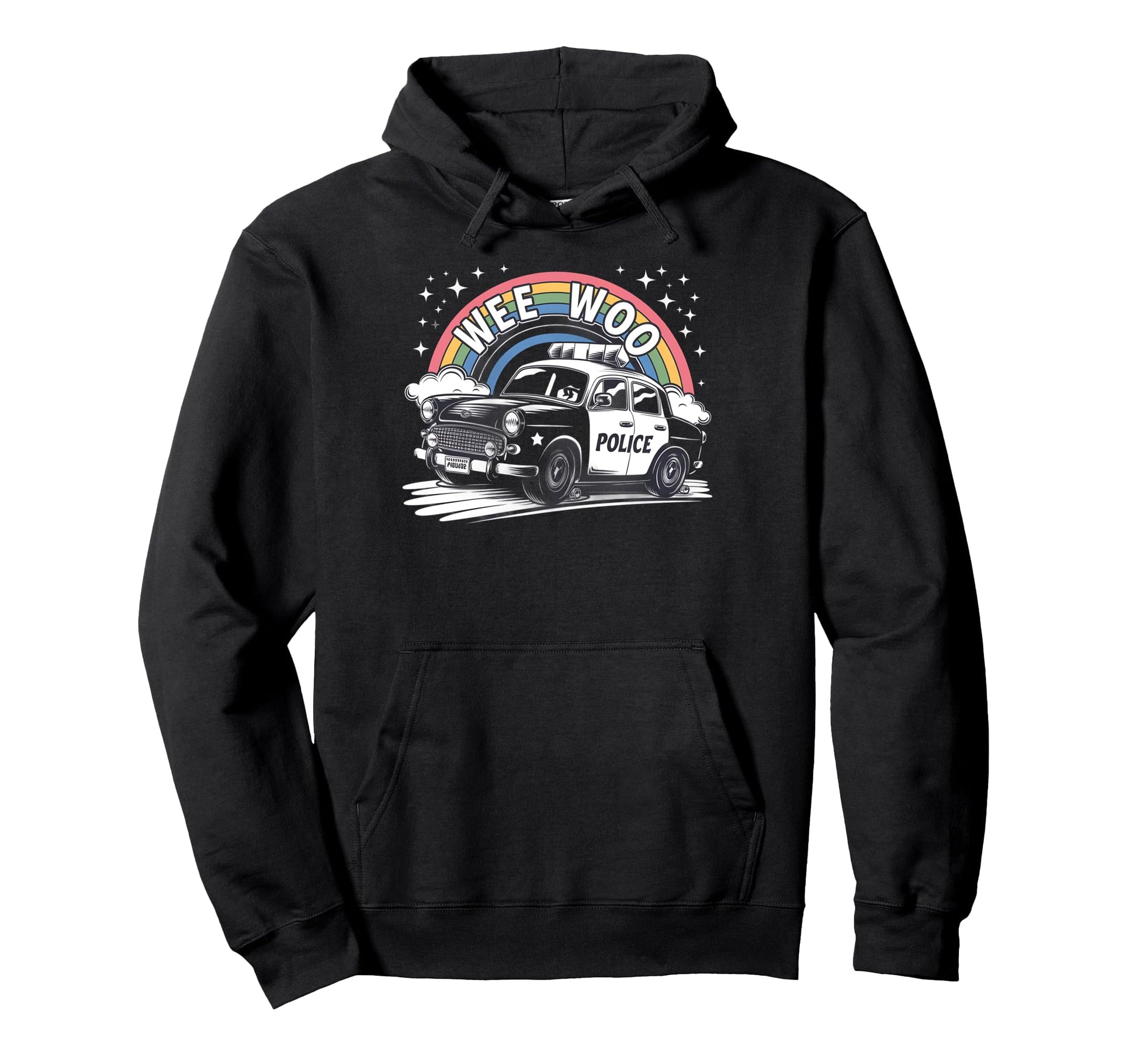 Funny Wee Woo Police Car Rainbow Cop Hoodie - Aesthetic Graphic Unisex - T-Shirt, Sweatshirt, Hoodie