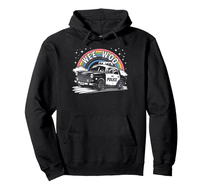 Funny Wee Woo Police Car Rainbow Cop Hoodie - Aesthetic Graphic Unisex - T-Shirt, Sweatshirt, Hoodie