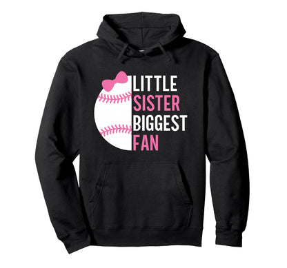 Baseball Little Sister Biggest Fan Teen Hoodie - Aesthetic Graphic Unisex - T-Shirt, Sweatshirt, Hoodie