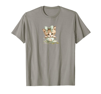 Kitten Wearing Bow Fairycore Y2K T-Shirt - Custom Art Print for Adults - T-Shirt, Sweatshirt, Hoodie