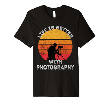 Photographer Camera Lover Sunset T-Shirt - Custom Art Print Unisex - T-Shirt, Sweatshirt, Hoodie