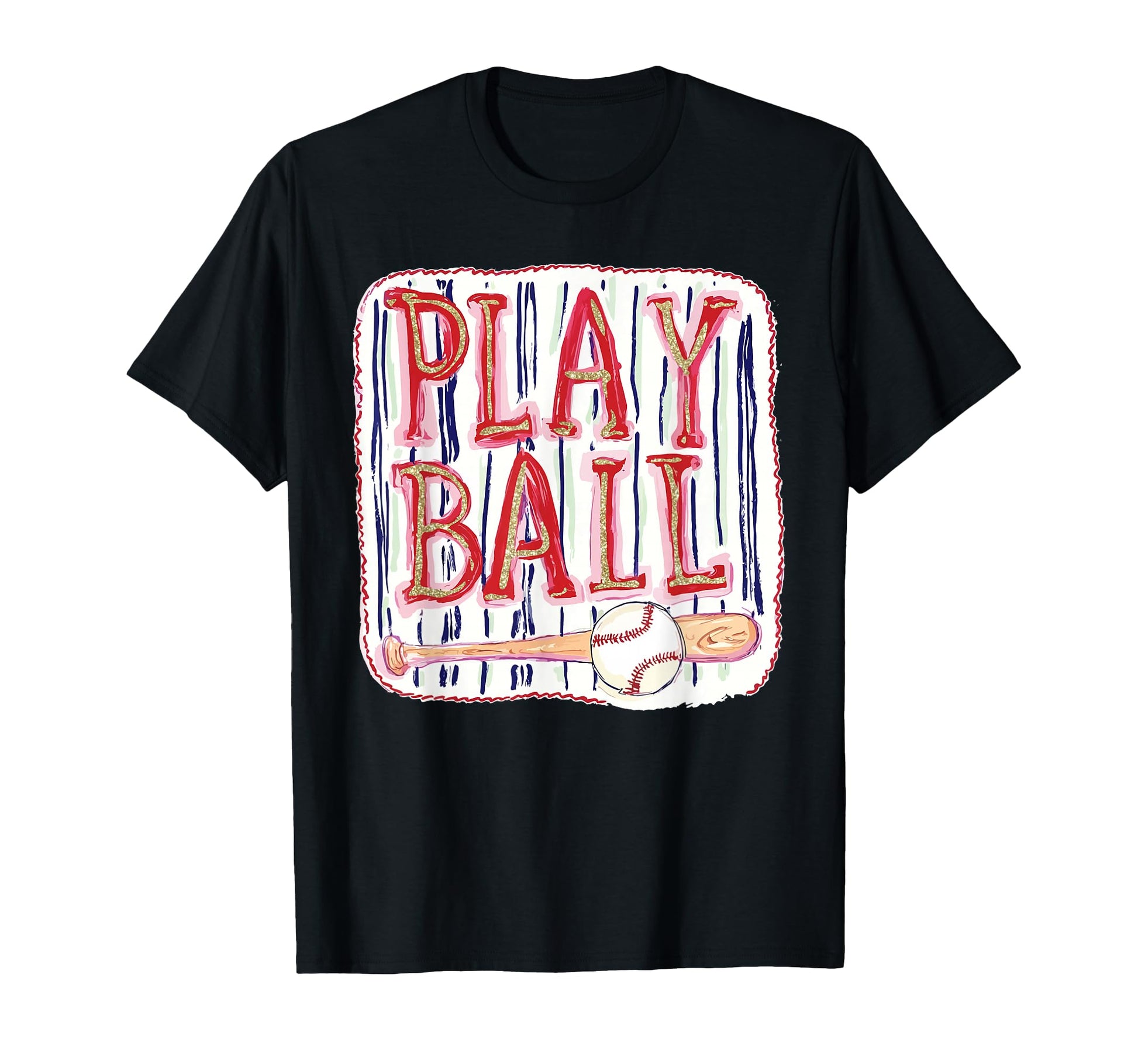 Girly Preppy Play Ball Baseball T-Shirt - Fun Novelty Design for Adults - T-Shirt, Sweatshirt, Hoodie