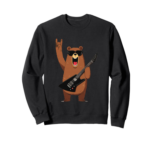 Funny Bear Guitar Player Rock And Roll Sweatshirt - Streetwear Style Unisex - T-Shirt, Sweatshirt, Hoodie