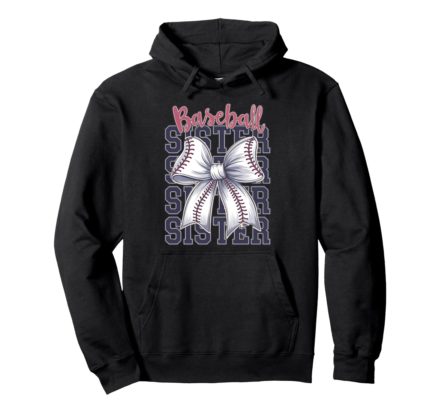 Baseball Sister Coquette Bow Hoodie - Custom Art Print Men Women - T-Shirt, Sweatshirt, Hoodie