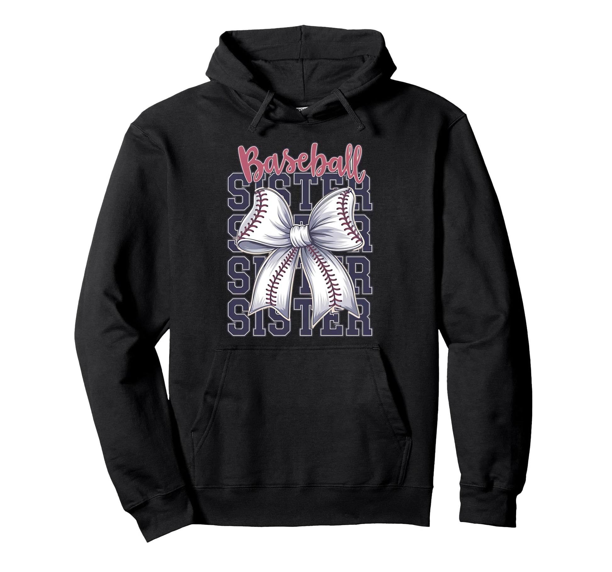 Baseball Sister Coquette Bow Hoodie - Custom Art Print Men Women - T-Shirt, Sweatshirt, Hoodie