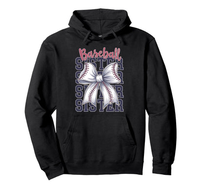 Baseball Sister Coquette Bow Hoodie - Custom Art Print Men Women - T-Shirt, Sweatshirt, Hoodie