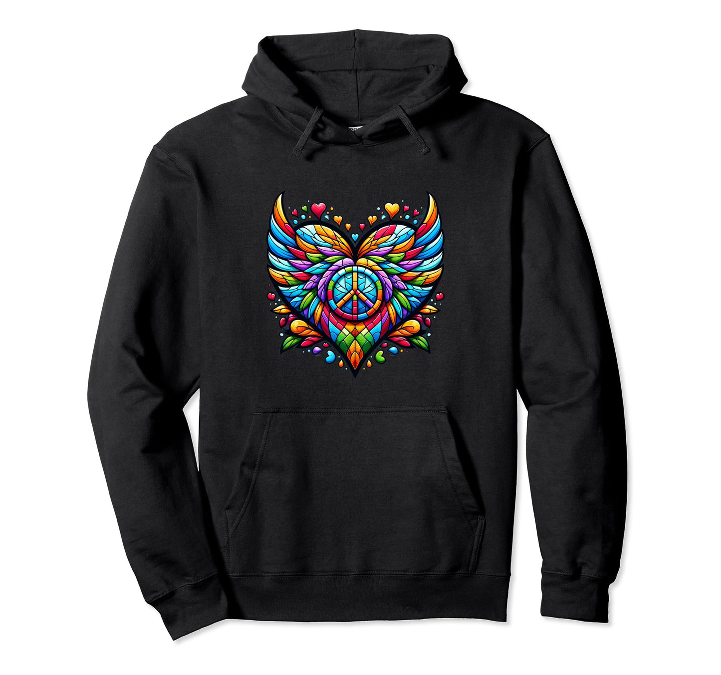 Love Rainbow Heart Peace Hoodie - Graphic Print Unisex - T-Shirt, Sweatshirt, Hoodie