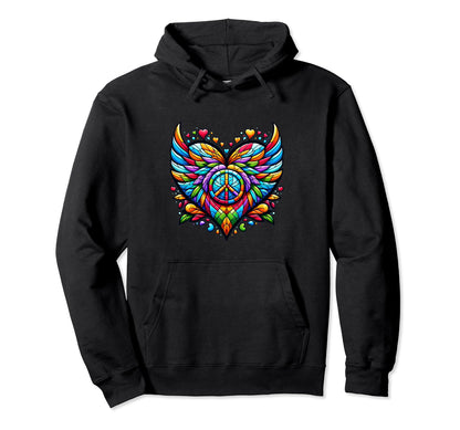 Love Rainbow Heart Peace Hoodie - Graphic Print Unisex - T-Shirt, Sweatshirt, Hoodie