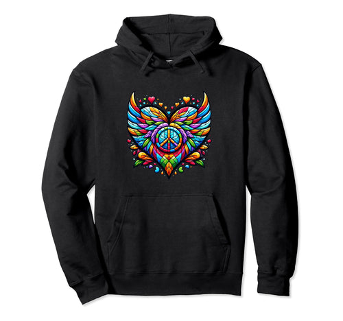 Love Rainbow Heart Peace Hoodie - Graphic Print Unisex - T-Shirt, Sweatshirt, Hoodie