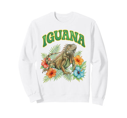 Iguana Groovy Floral Iguana Sweatshirt - Casual Everyday Wear for Adults - T-Shirt, Sweatshirt, Hoodie
