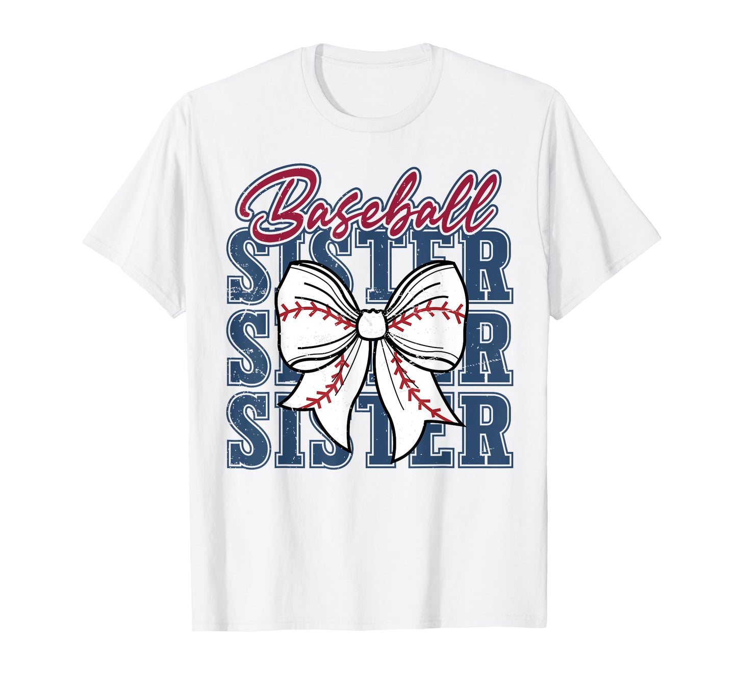 Baseball Sister Bow Biggest Fan T-Shirt - Casual Everyday Wear for Adults - T-Shirt, Sweatshirt, Hoodie