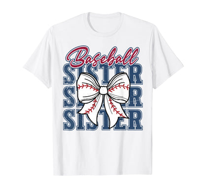 Baseball Sister Bow Biggest Fan T-Shirt - Casual Everyday Wear for Adults - T-Shirt, Sweatshirt, Hoodie