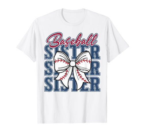 Baseball Sister Bow Biggest Fan T-Shirt - Casual Everyday Wear for Adults - T-Shirt, Sweatshirt, Hoodie