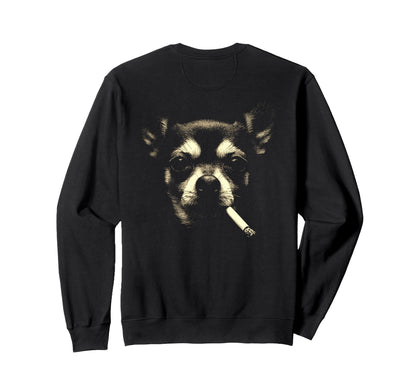 Chihuahua Smoking Cigarette Sweatshirt - Aesthetic Graphic Men Women - T-Shirt, Sweatshirt, Hoodie