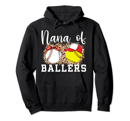 Nana Ballers Leopard Softball Hoodie - Casual Everyday Wear Unisex - T-Shirt, Sweatshirt, Hoodie