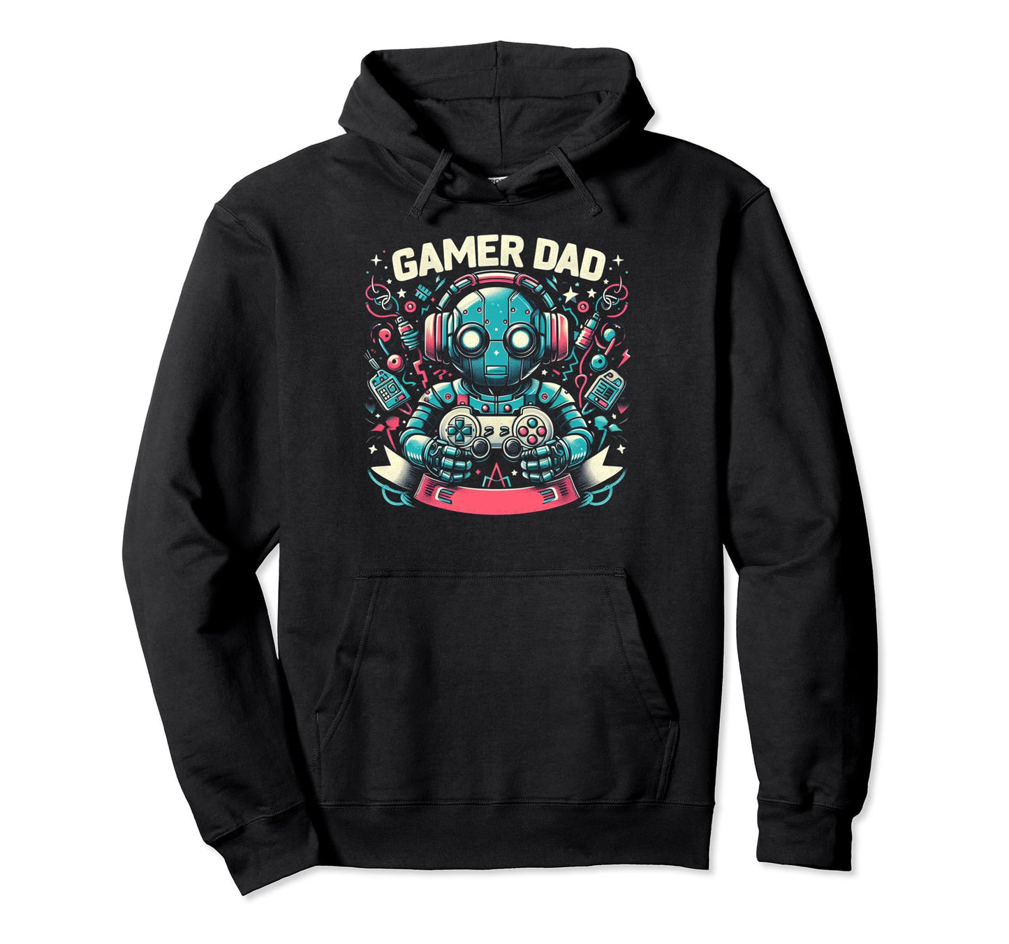 Gamer Dad Game Controller Gaming Hoodie - Minimalist Print for Adults - T-Shirt, Sweatshirt, Hoodie