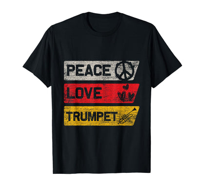 Peace Love Trumpet T-Shirt - Custom Art Print Men Women - T-Shirt, Sweatshirt, Hoodie
