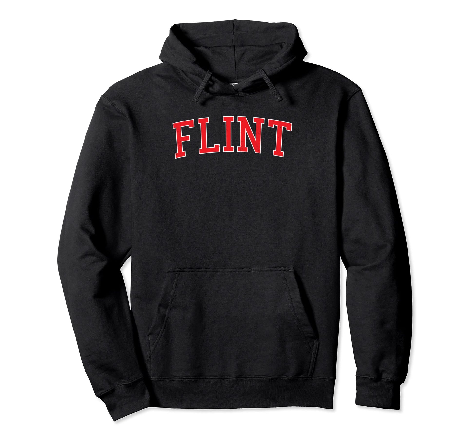 Flint Mi Varsity Red Text Hoodie - Minimalist Print Unisex - T-Shirt, Sweatshirt, Hoodie