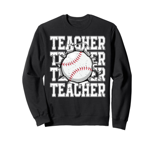 Baseball Teacher Cracked Wall Sweatshirt - Unique Graphic for Adults - T-Shirt, Sweatshirt, Hoodie