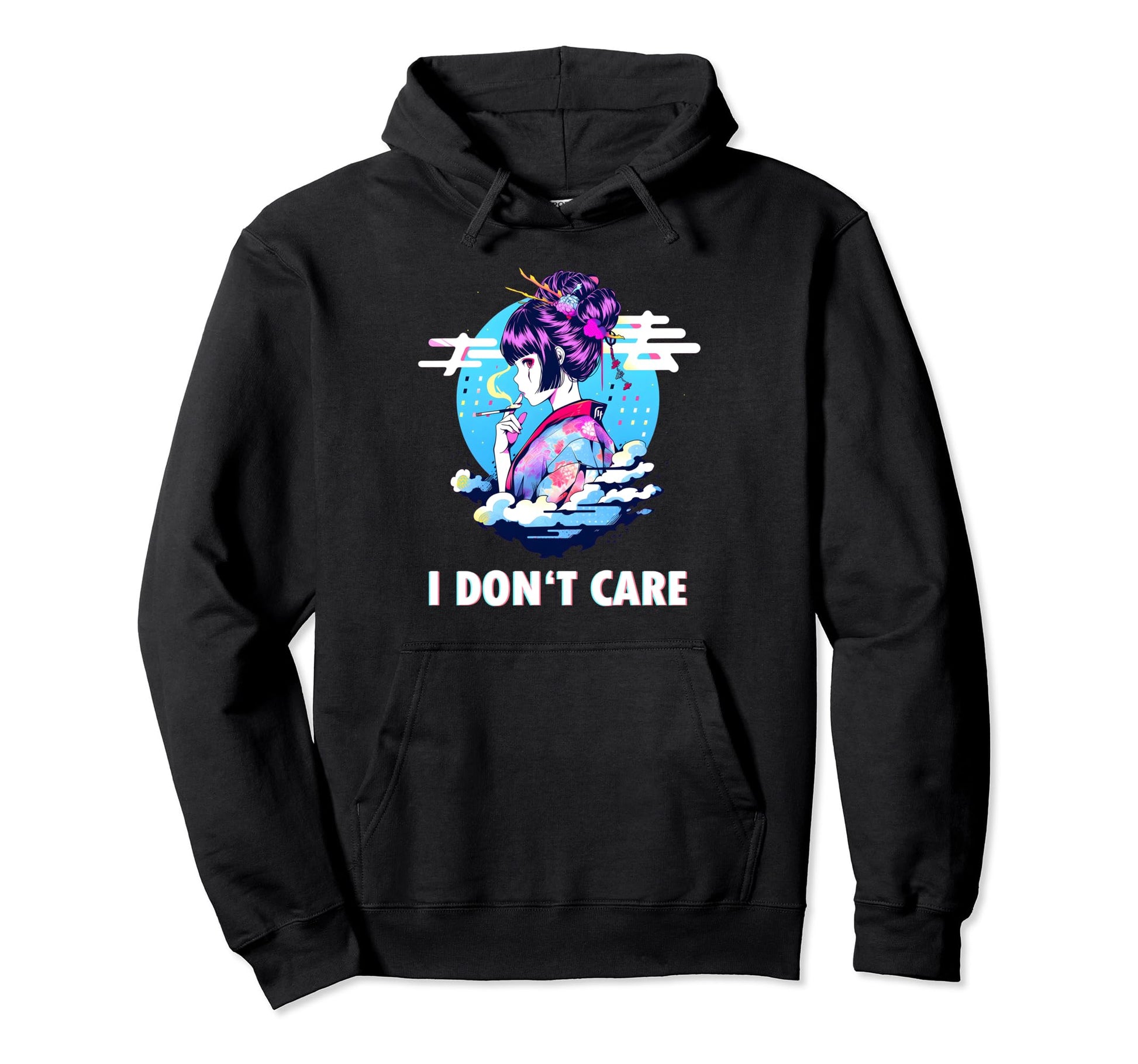 Aesthetic Vaporwave I Dont Care Japanese Hoodie - Aesthetic Graphic Unisex - T-Shirt, Sweatshirt, Hoodie