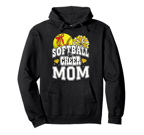 Cheerleading Softball And Cheer Mom Hoodie - Fun Novelty Design for Adults - T-Shirt, Sweatshirt, Hoodie