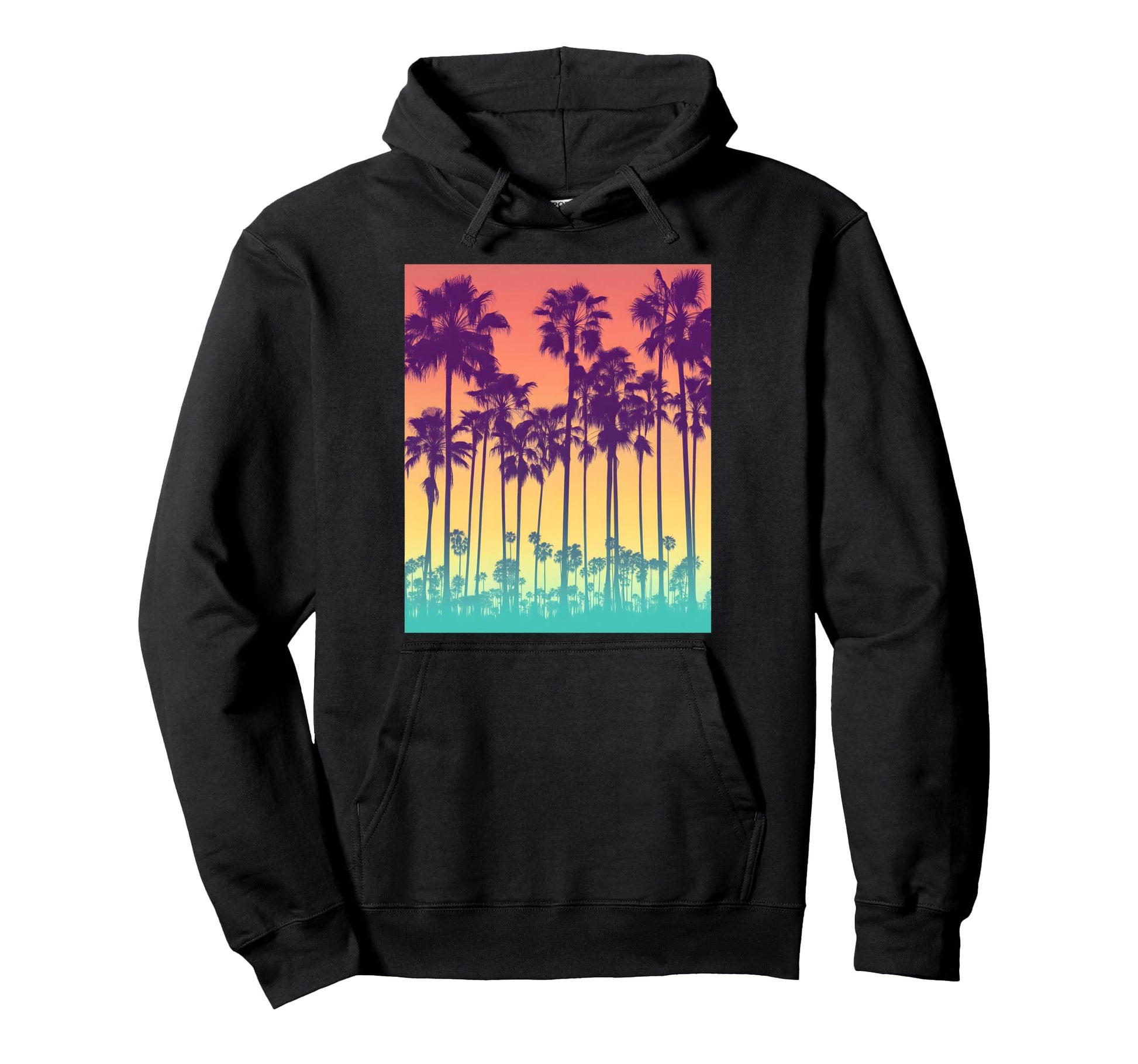 Color Photo Palm Trees Sunset Island Hoodie - Streetwear Style Men Women - T-Shirt, Sweatshirt, Hoodie